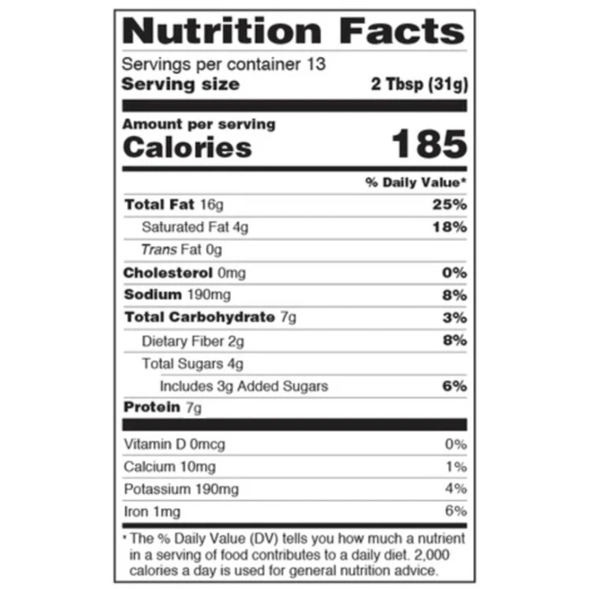 Habanero Honey Peanut Butter Nutritional Facts